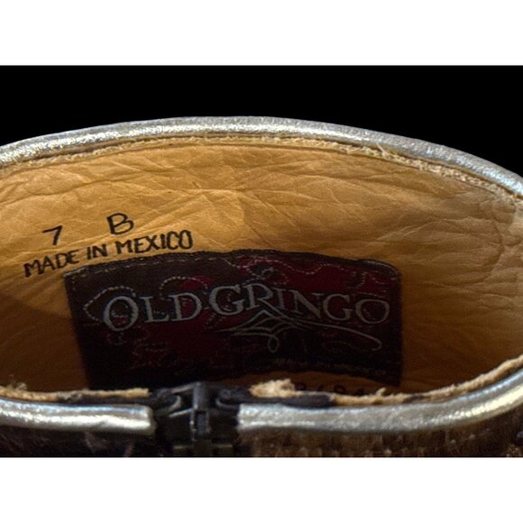 Old Gringo Studded Pony Hair Bootie Western Cowboy Boots Brown Women's 7B New - Picture 6 of 7